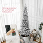 HOMCOM 7.5ft Flocked Christmas Tree, Pencil Christmas Tree with Realistic Branch Tips, Folding Metal Stand, Green
