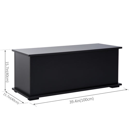 HOMCOM 39.5" Storage Chest with 2 Safety Hinges, Storage Box Organizer with Flip-Top Lid, Entryway Storage Bench, Black
