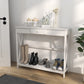 HOMCOM 39" Console Table, 2 Tier X-Design Narrow Entryway Table with Drawer and Storage Shelf for Behind Couch, Living Room, Hallway, White