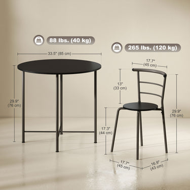 HOMCOM 5 Piece Dining Table Set, Space Saving Round Dining Set for 4 with Metal Frame for Small Spaces, Black Wood Grain