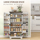 HOMCOM Farmhouse Kitchen Pantry Storage Cabinet, Kitchen Pantry Cabinet with Doors and Adjustable Shelves, White