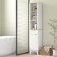 HOMCOM 67" Tall Bathroom Cabinet, Narrow Bathroom Storage Cabinet with 3 Open Shelves, Drawer and 2 Adjustable Shelves, White