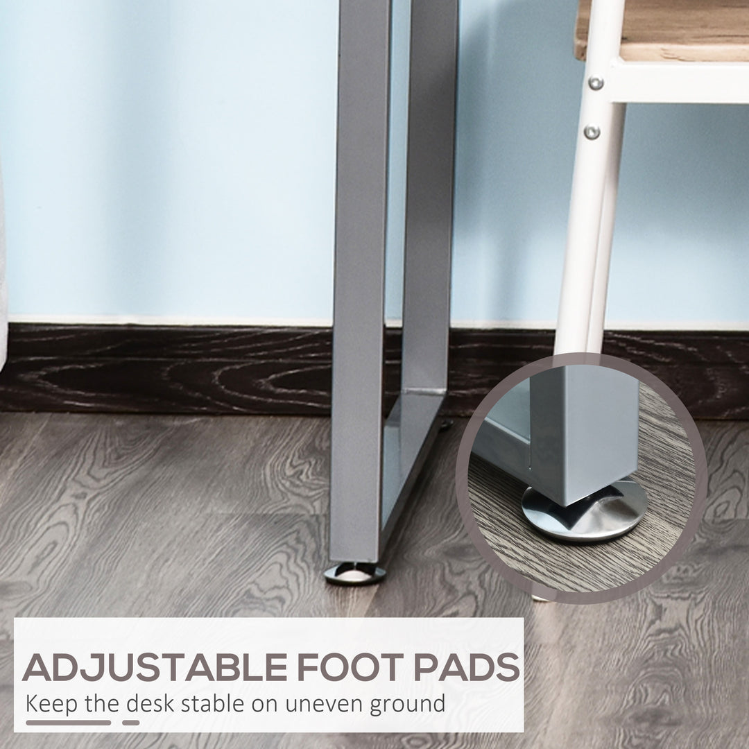 HOMCOM 47" Computer Desk Writing Table Workstation with Multi-Use Reversible File Drawers Metal Frame Home Office Furniture, White