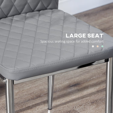 HOMCOM Kitchen Chairs Set of 4, Dining Chairs w/ Faux Leather Upholstery and Steel Legs for Living Room, Dining Room, Grey