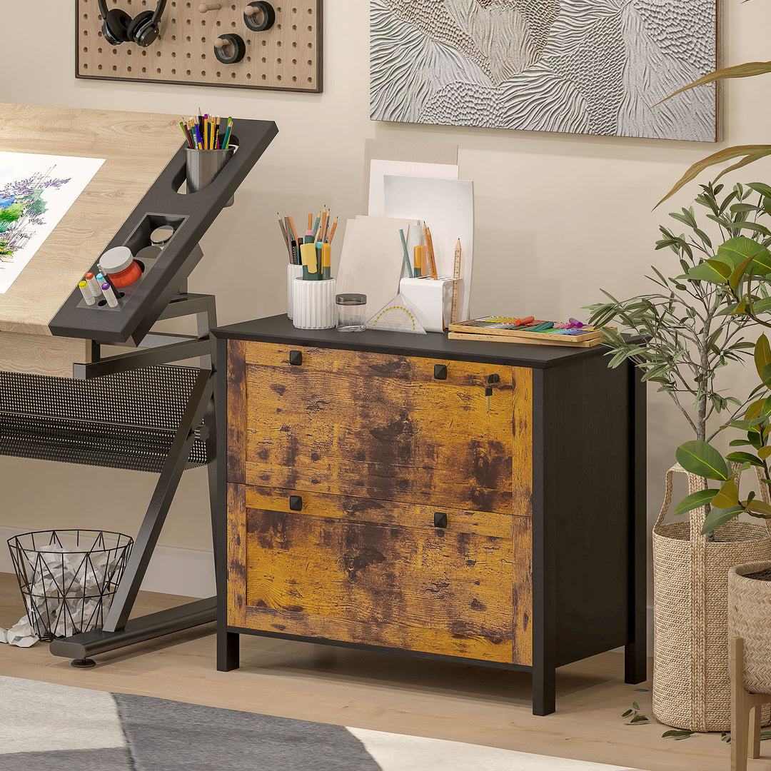 HOMCOM 2 Drawer File Cabinet, Lockable Filing Cabinet with Adjustable Hanging Bar for Letter, A4 and Legal Size, White