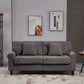 HOMCOM Modern 3 Seater Sofa, Corduroy Fabric 3 Seater Couch with Pine Wood Legs and Rolled Armrests for Living Room, Light Grey