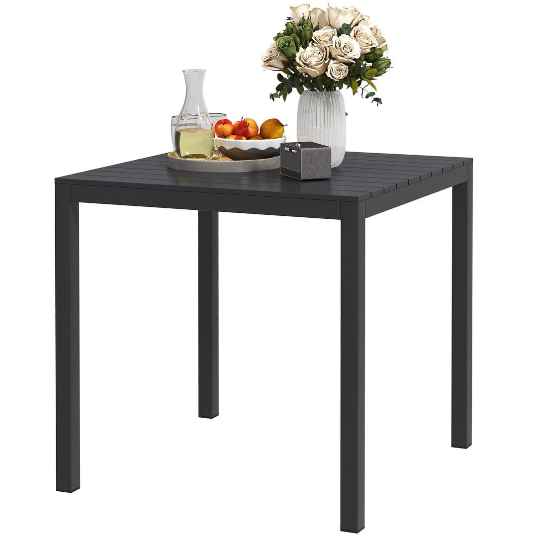 Outsunny Square Outdoor Dining Table for 4 with Aluminum Steel Frame, Black