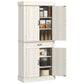 HOMCOM 71" Freestanding Kitchen Pantry with 4 Doors and 2 Cabinets, Tall Storage Cabinet for Kitchen, Distressed Coffee