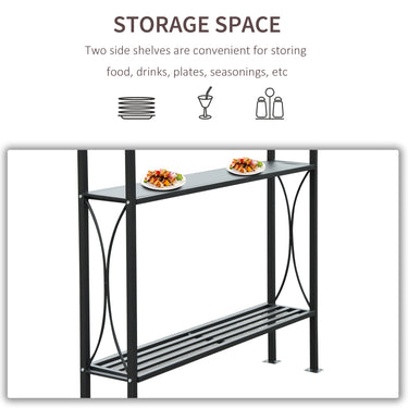 Outsunny 8' x 5' Grill Gazebo Double Tiered Tent Pavilion Grill Canopy Garden Sun Shade with 2-Tires Shelf