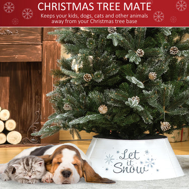 HOMCOM Metal Christmas Tree Collar, 26 Inch Round Christmas Tree Ring for Home Holiday Decoration, White