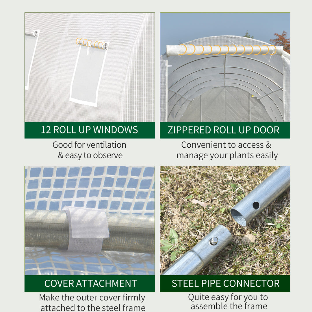 Outsunny 26' x 10' x 6.6' Large Walk in Tunnel Greenhouse Garden Plant Seed Green House Premium Steel Frame