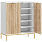 HOMCOM Shoe Storage Cabinet for 15 Pairs, Freestanding Shoe Cabinet with Doors and Adjustable Shelves for Hallway, Oak