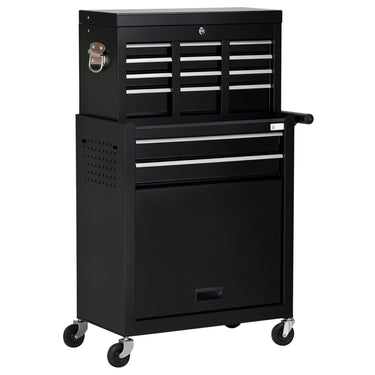 DURHAND 6-Drawer Tool Chest Set with 4 Wheels, Lockable Rolling Tool Box and Storage Cabinet for Garage Factory Workshop, Black