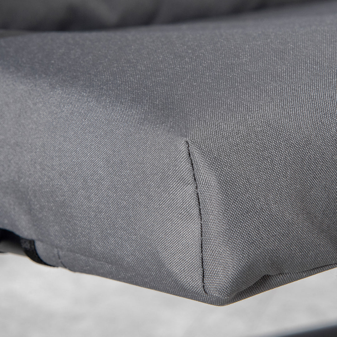 Outsunny Foldable Lounge Chair, Fabric Upholstered Recliner, Outdoor Lounger with Armrest, Metal Frame for Backyard, Grey