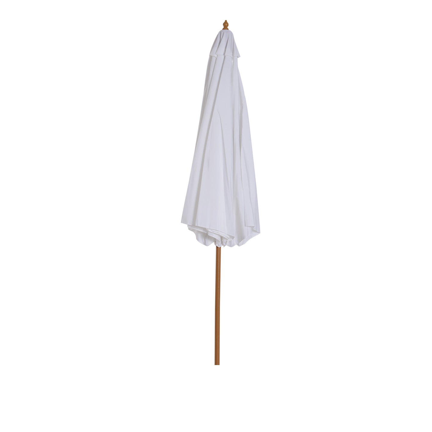 Outsunny 10' x 8' Bamboo Wooden Round Market Patio Sun Umbrella Garden Parasol Outdoor Sunshade Canopy, White
