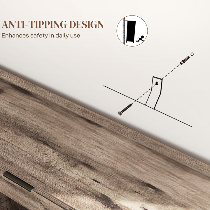 HOMCOM 47" Buffet Cabinet, Industrial Sideboard with 3 Doors, Drawer, 2 Adjustable Shelves for Living Room, Brown Wood Grain