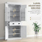HOMCOM 71" Kitchen Pantry Cabinet with LED Lights, 6 Spice Racks, a Drawer and 4 Adjustable Shelves, White