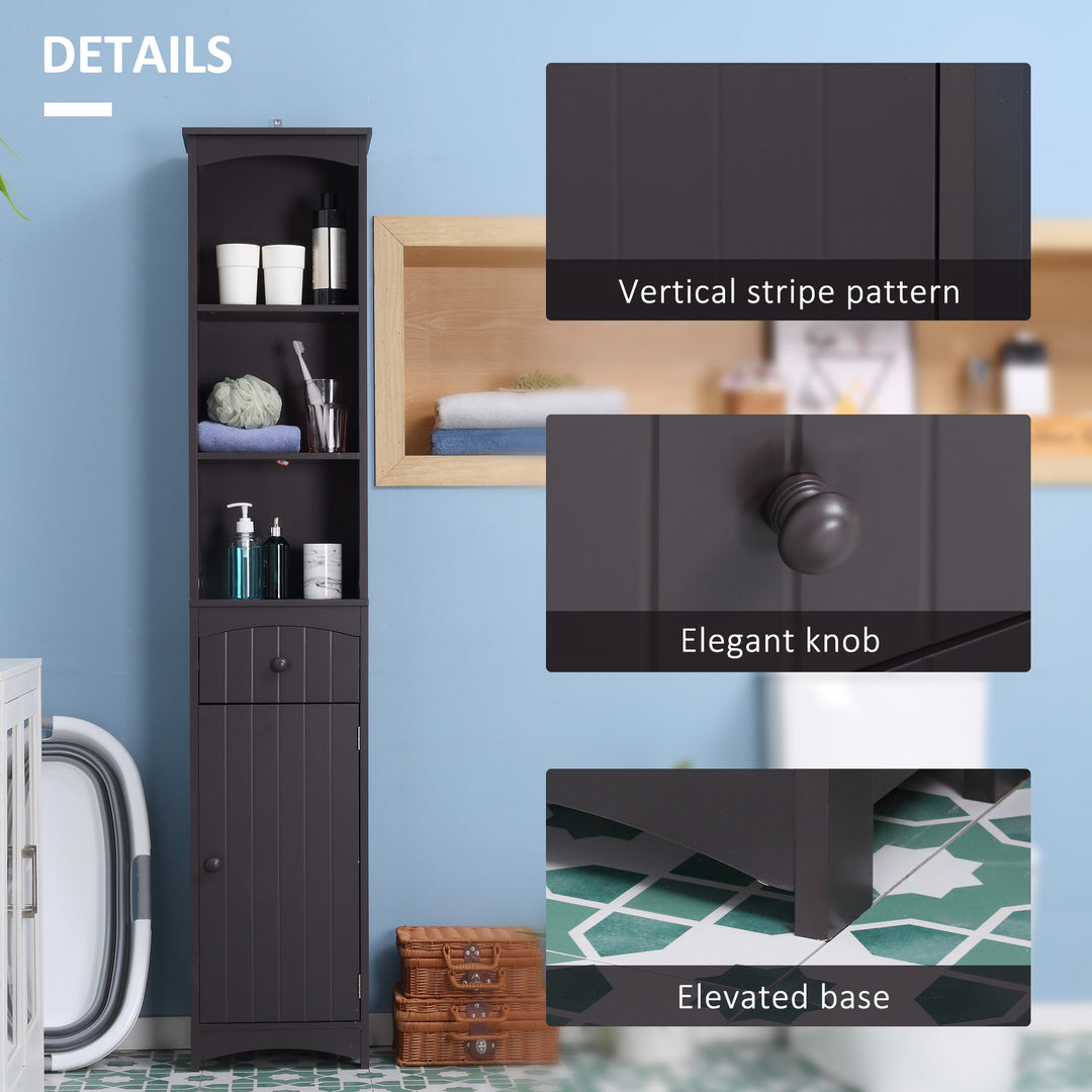 HOMCOM Tall Wooden Bathroom Cabinet Storage Organizer Kitchen Bedroom Decorative