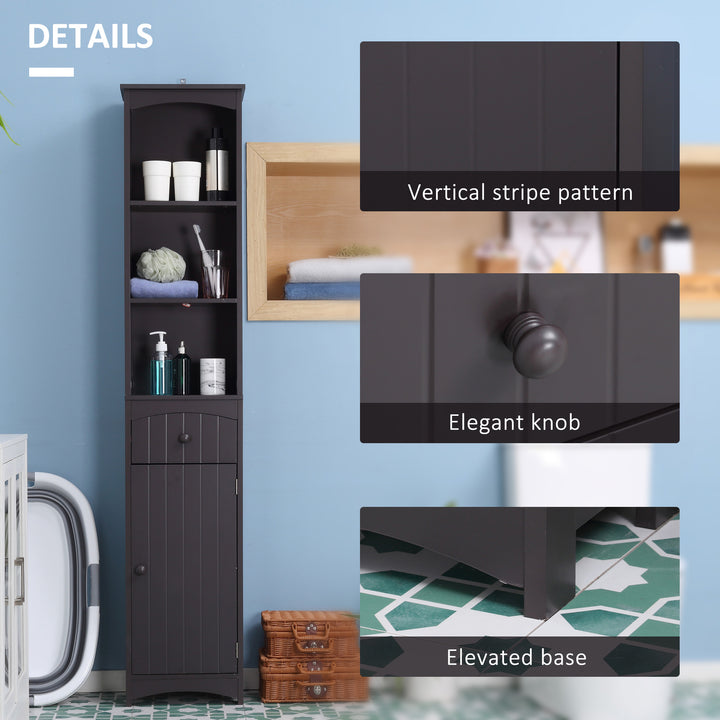 HOMCOM Tall Wooden Bathroom Cabinet Storage Organizer Kitchen Bedroom Decorative