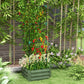 Outsunny Galvanized Planter Box, Outdoor Raised Garden Bed with 4-Tier Trellis Tomato Cage for Climbing Vines, Vegetables, Green