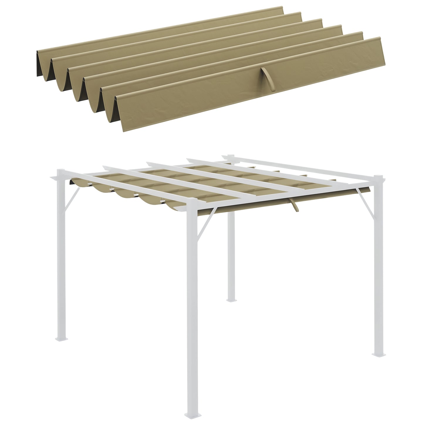 Outsunny Retractable Replacement Pergola Canopy for 10' x 10' Pergola, Pergola Cover Replacement, Cream White