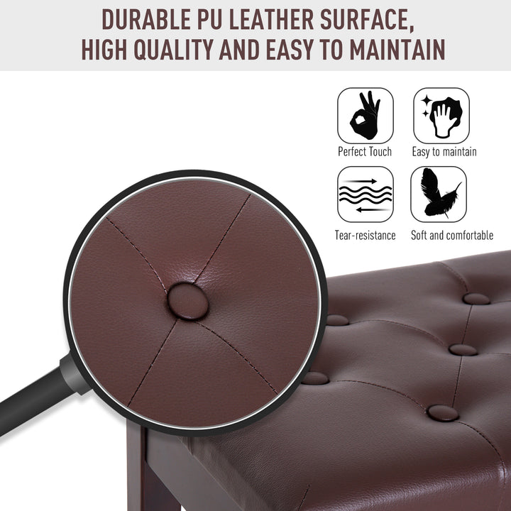 HOMCOM 30" Piano Bench with Padded Cushion and Storage, Faux Leather Keyboard Bench with Solid Wood Legs, Black