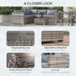 Outsunny 4 Pieces Rattan Wicker Outdoor Conversation Furniture Set w/ Corner Sofa Loveseats Coffee Table Cushions, Grey
