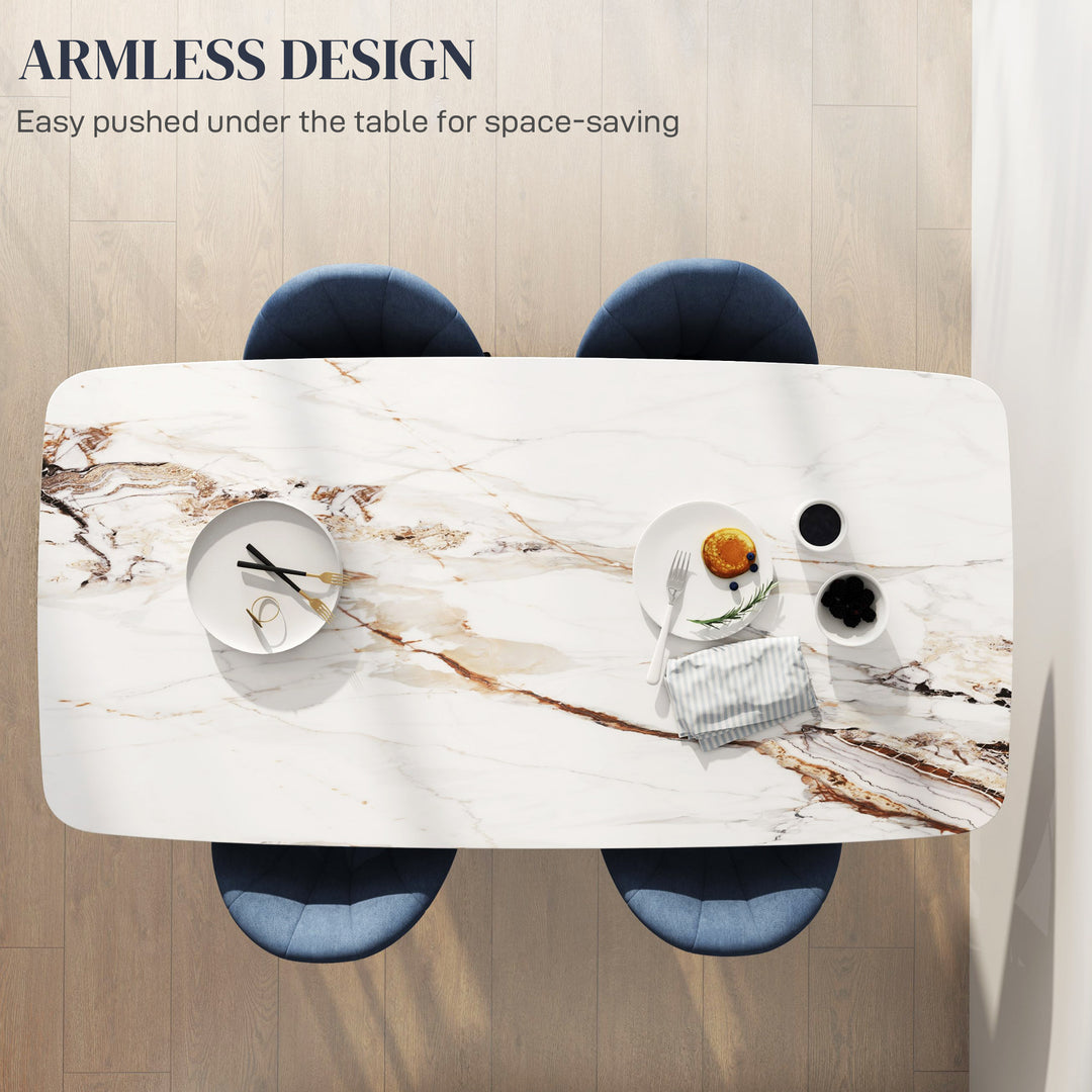 HOMCOM Modern Dining Chairs Set of 4, Upholstered Dining Room Chairs with Metal Legs, Shell Backrest, Padded Seat, Cream White