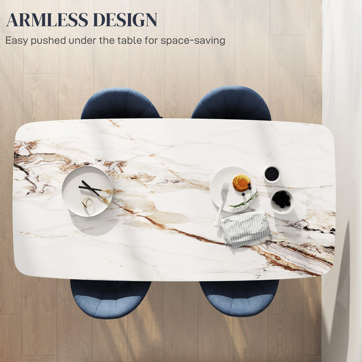 HOMCOM Modern Dining Chairs Set of 4, Upholstered Dining Room Chairs with Metal Legs, Shell Backrest, Padded Seat, Cream White