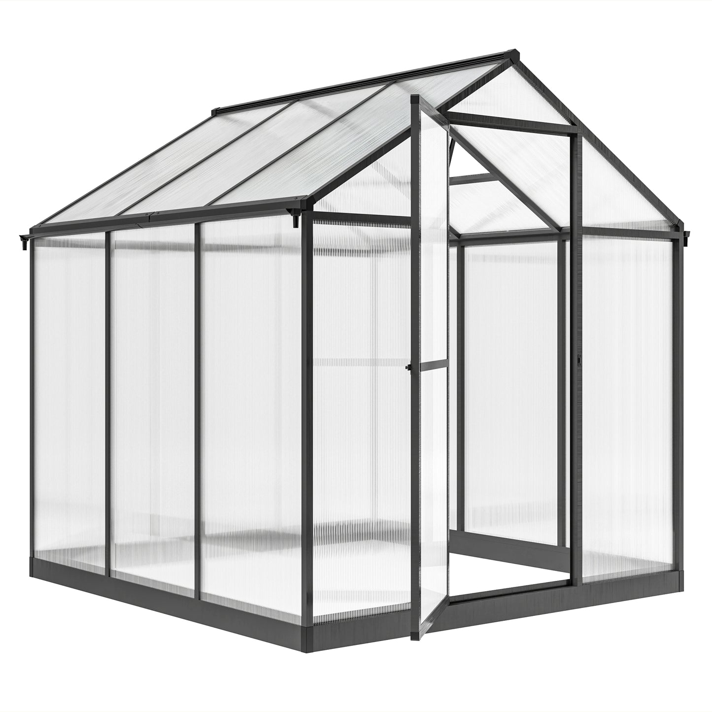 Outsunny 6' x 10' x 6.4' Walk-in Garden Greenhouse Polycarbonate Panels Plants Flower Growth Shed Cold Frame Outdoor Portable Warm House Aluminum Frame, Silver