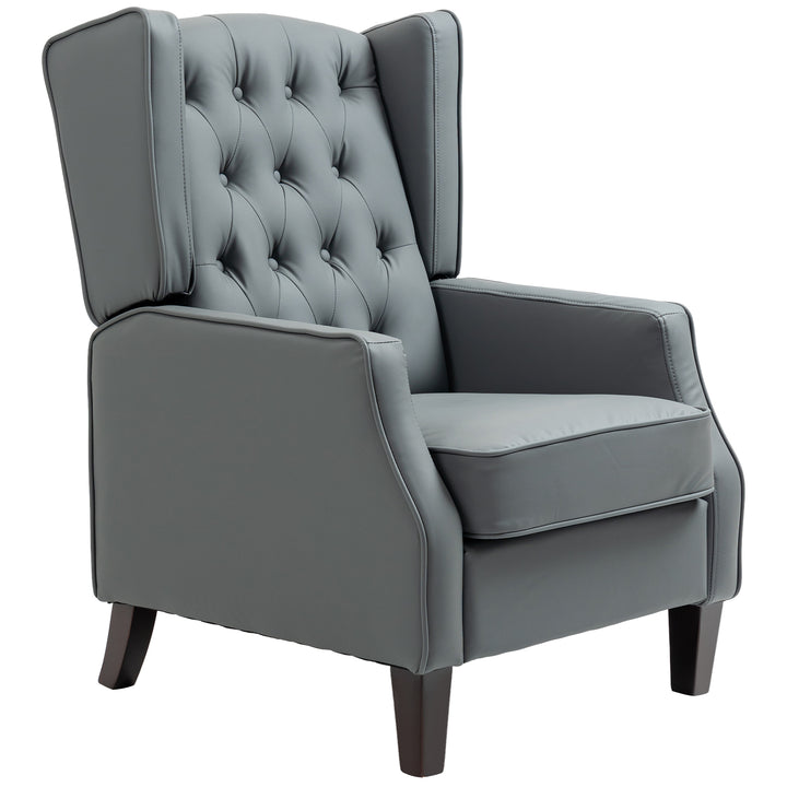 HOMCOM Faux Leather Armchair, Modern Accent Chair with Thick Padding for Living Room, Bedroom, Home Office, Grey