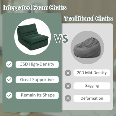 HOMCOM Floor Sofa with Single Piece Ultra High-Density Foam, Armless Floor Chair for Living Room, Bedroom, Home Office, Green