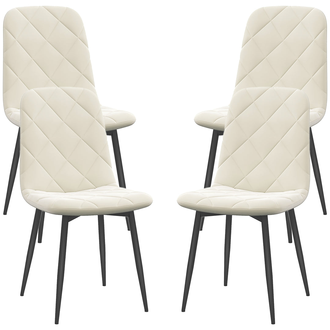 HOMCOM Dining Chairs Set of 4, Upholstered Dining Room Chairs with Steel Legs, Modern Kitchen Chair for Dining Room, Grey