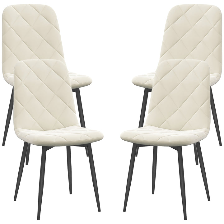 HOMCOM Dining Chairs Set of 4, Upholstered Dining Room Chairs with Steel Legs, Modern Kitchen Chair for Dining Room, Grey