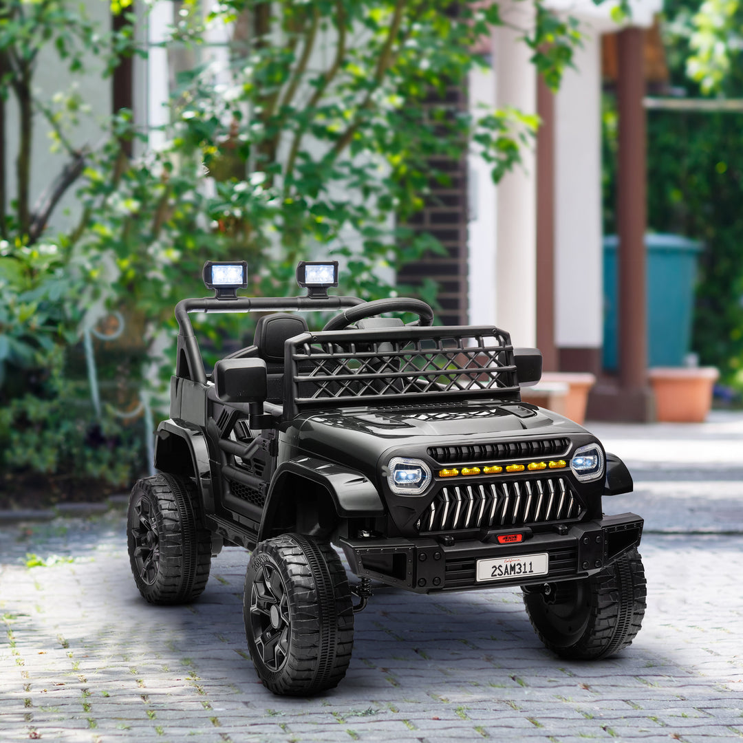 Qaba 12V Ride on Truck, Electric Car for Kids with Remote Control, Suspension, 3 Speeds, USB Music Headlights, Dark Blue