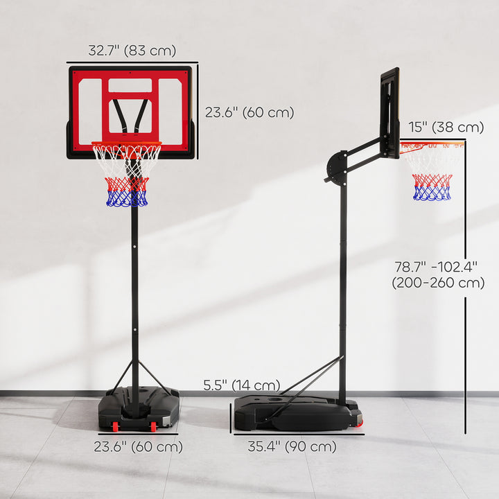 Qaba Kids Basketball Hoop, 6.6-8.5ft Adjustable Height Basketball Net with Weight Bag, for Indoor Outdoor, for 6+ Years