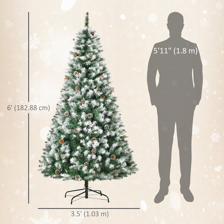 HOMCOM 6FT Prelit Artificial Christmas Tree Warm White LED Light Holiday Home Xmas Decoration with Automatic Open, White