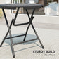 Outsunny Foldable Round Patio Table for 4, Outdoor Dining Table with HDPE Tabletop and Steel Frame, Dark Grey