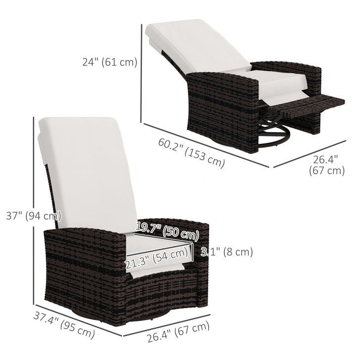 Outsunny Outdoor Rattan Wicker Lounge Chair with Footrest & Soft Cushion for Patio, Garden, Backyard, Sky Blue