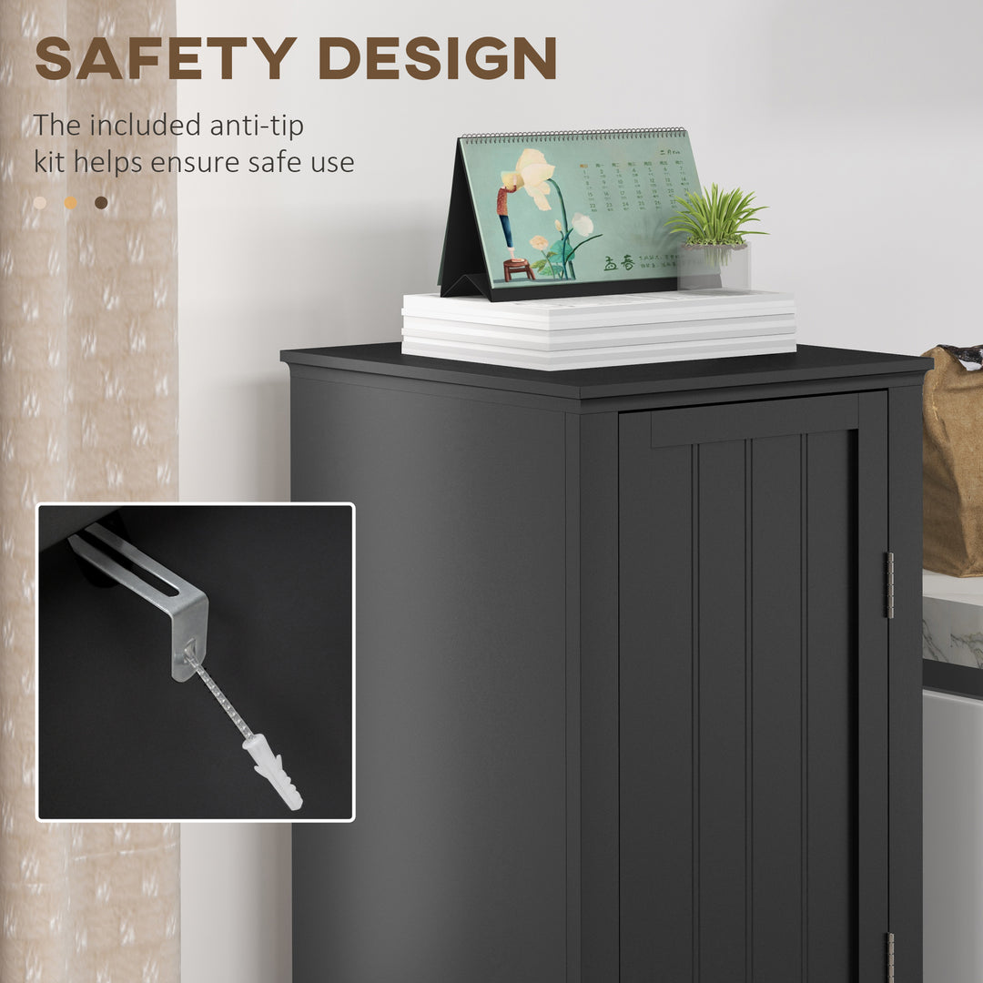 HOMCOM 48" Kitchen Pantry Storage Cabinet, Single Door Kitchen Cabinet with 4 Tier Shelving and Adjustable Shelves, Black