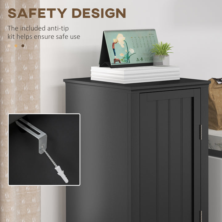 HOMCOM 48" Kitchen Pantry Storage Cabinet, Single Door Kitchen Cabinet with 4 Tier Shelving and Adjustable Shelves, Black