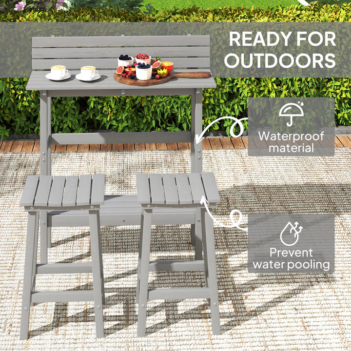 Outsunny 3 Piece Patio Bar Set with 43"H Bar Table and 2 Bar Stools, for Balcony, Backyard, Porch