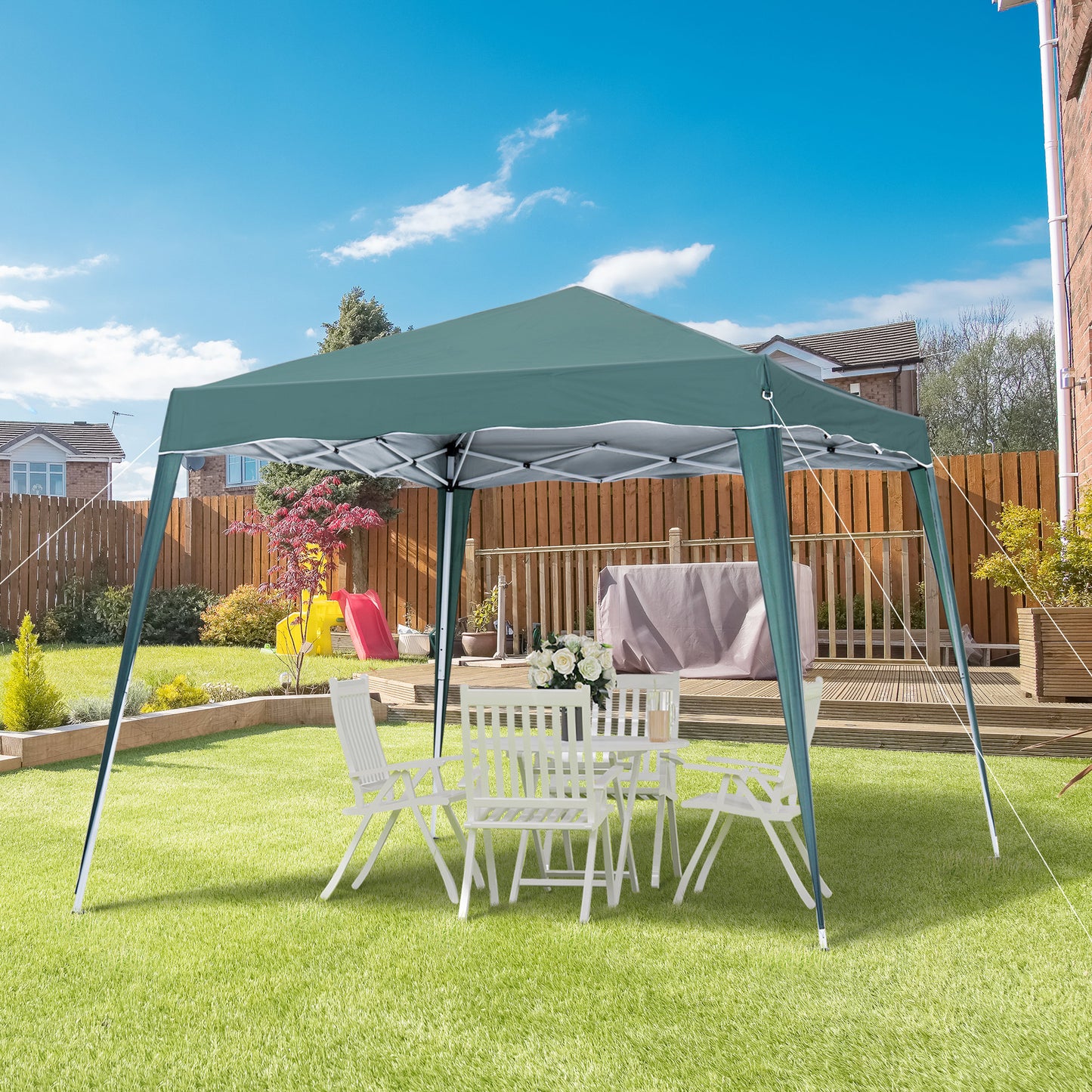 Outsunny 8' x 8' Pop Up Canopy, Outdoor Foldable Tent, Portable Canopy Tent with Carrying Bag for Camping, Party, Picnic, White