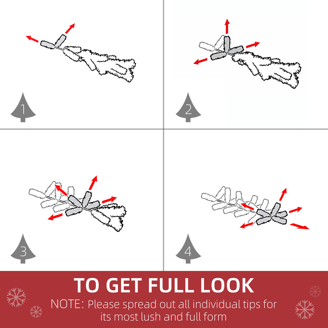 HOMCOM 5ft Artificial Snow-Flocked Tree Holiday Home Indoor Christmas Decoration with Metal Feet, Green