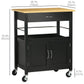 HOMCOM Kitchen Cart, Utility Trolley, Small Kitchen Island with Storage Drawer & Side Hooks for Dining Room, White