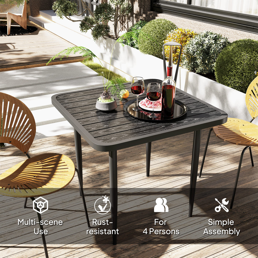 Outsunny 31.5" Patio Dining Table for 4, Metal Square Outdoor Table for Garden, Lawn, Backyard, Black