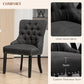 HOMCOM Swoop Air Linen Fabric Dining Chair Set of 2 with Nailhead Trim and Wood Legs, Dark Grey