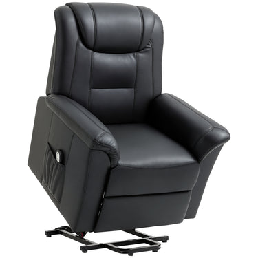 HOMCOM Electric Power Lift Chair for Elderly, PU Leather Recliner Sofa with Footrest and Remote Control, Side Pockets for Living Room, Black