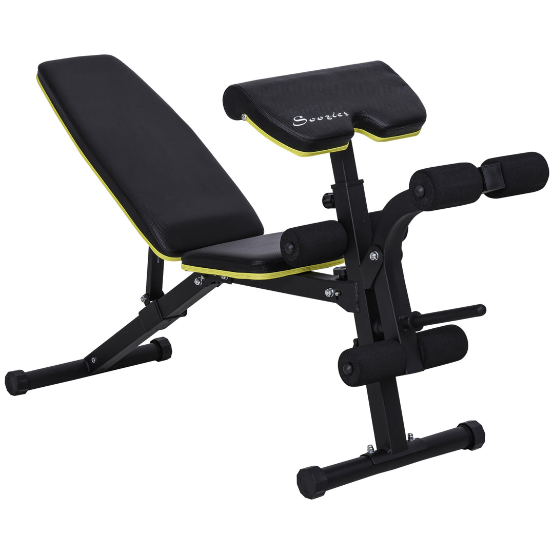 Soozier Adjustable Weight Bench, Sit Up Dumbbell Bench, Multi-Functional Purpose Hyper Extension Workout Bench with Adjustable Seat and Back Angle