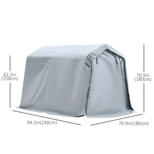 Outsunny 8' x 6' Carport with Sidewalls and Roll-up Door, Outdoor Storage Shelter for Motorcycle and Car, Grey